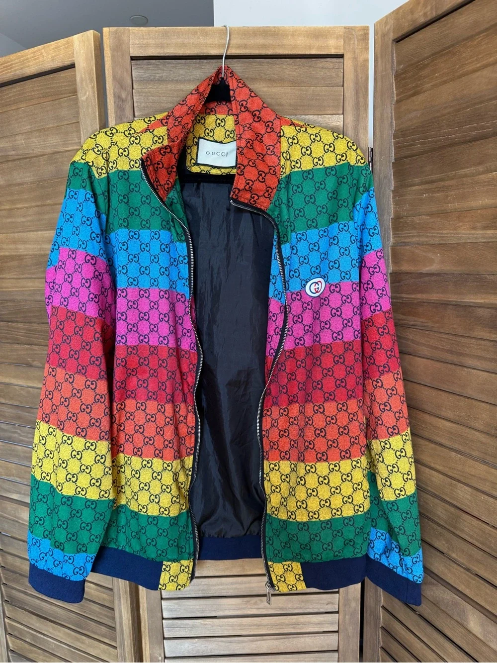 Gucci Multicolor Rainbow GG Stripe Zip-Up Jacket